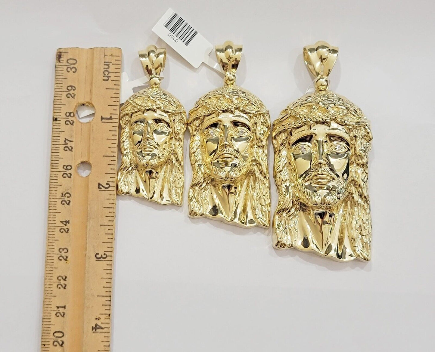 Real 10k Gold Pendant Jesus Head Charm 10kt Yellow Gold For Men's Different Size - Reva Jeweler