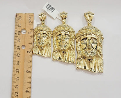 Real 10k Gold Pendant Jesus Head Charm 10kt Yellow Gold For Men's Different Size - Reva Jeweler