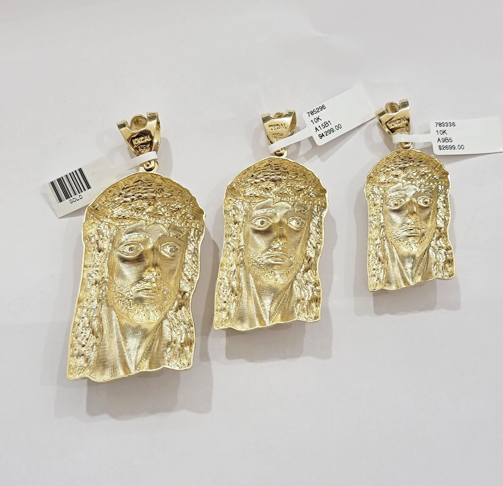 Real 10k Gold Pendant Jesus Head Charm 10kt Yellow Gold For Men's Different Size - Reva Jeweler
