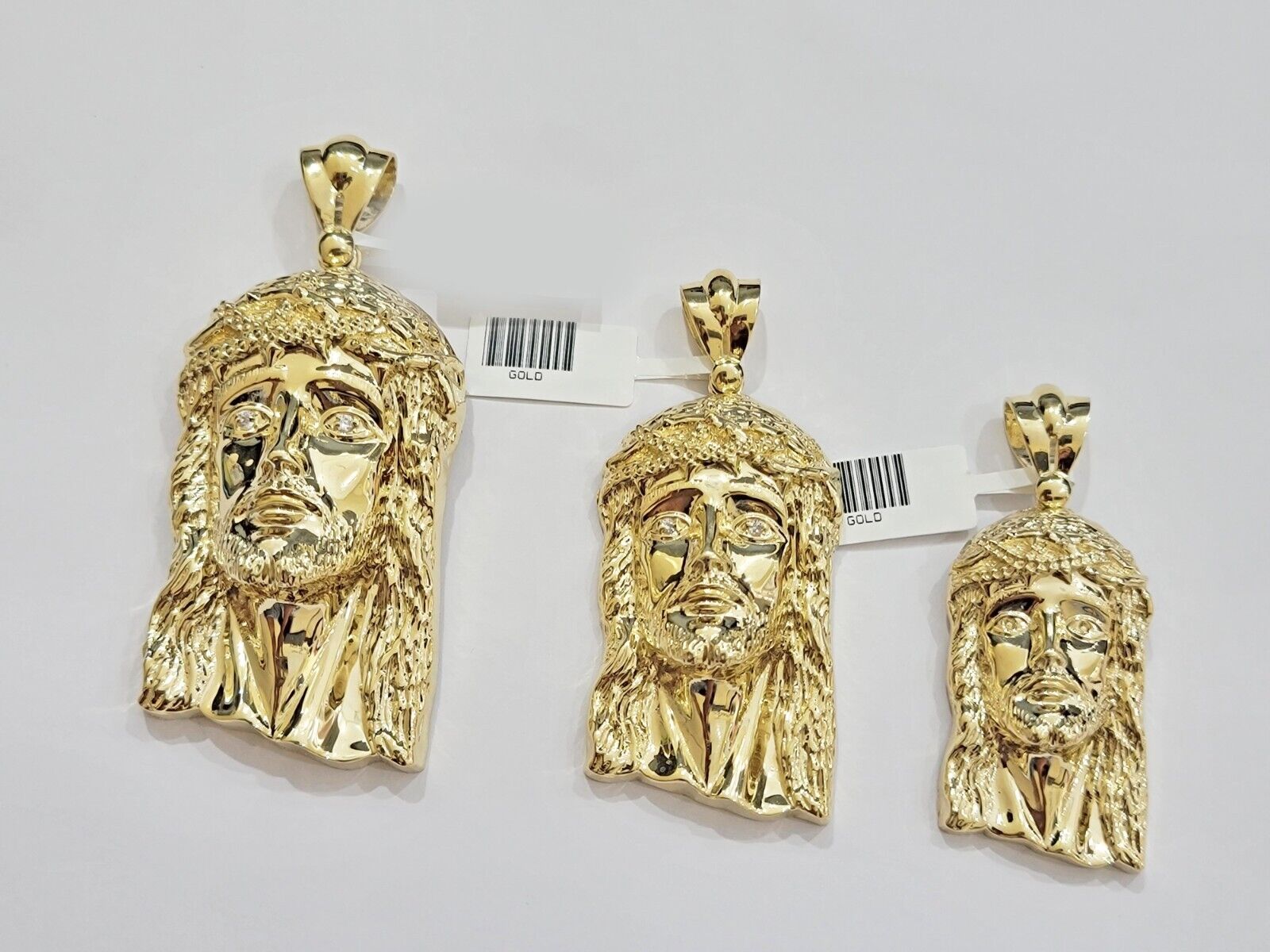 Real 10k Gold Pendant Jesus Head Charm 10kt Yellow Gold For Men's Different Size - Reva Jeweler