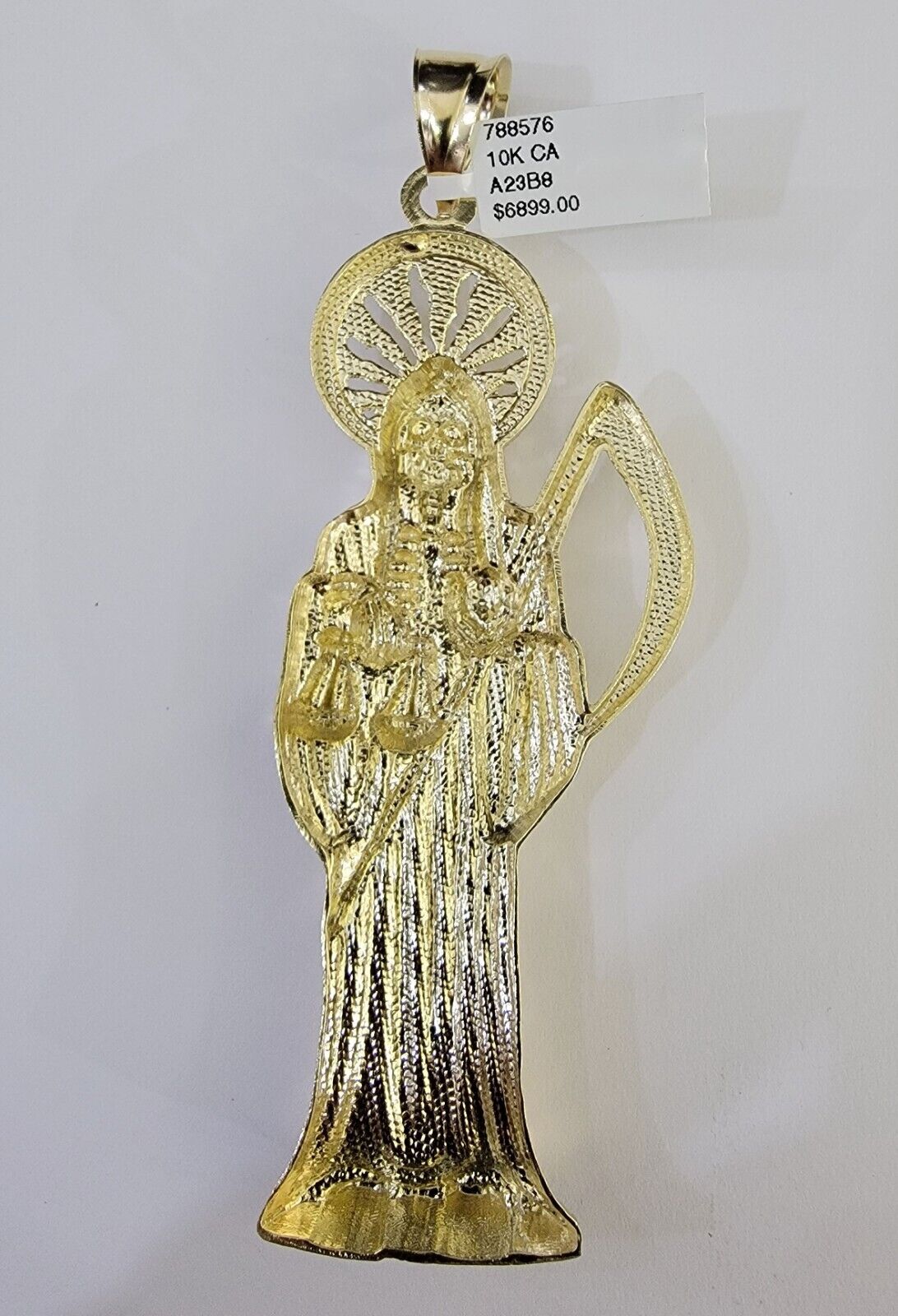 Real 10K Gold Reaper Pendant Charm Diamond Cut 10kt yellow Gold Charm - Reva Jeweler