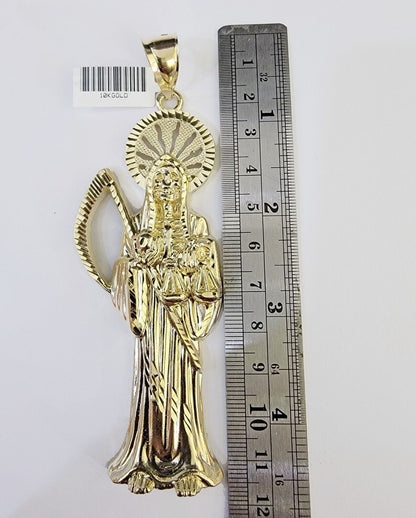 Real 10K Gold Reaper Pendant Charm Diamond Cut 10kt yellow Gold Charm - Reva Jeweler