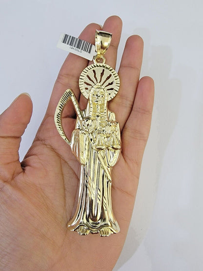 Real 10K Gold Reaper Pendant Charm Diamond Cut 10kt yellow Gold Charm - Reva Jeweler