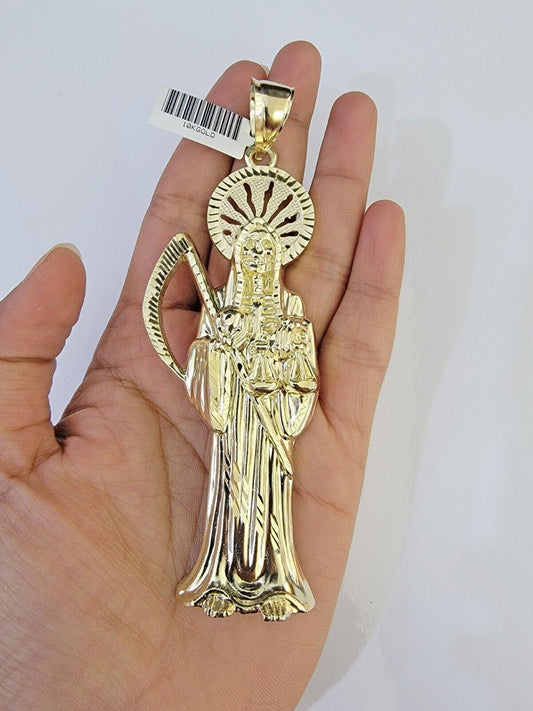 Real 10K Gold Reaper Pendant Charm Diamond Cut 10kt yellow Gold Charm - Reva Jeweler