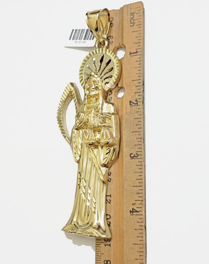 Real 10k Gold Ripper Charm Pendant Mens 4.2 Inch Real 10kt Yellow Gold For Chain - Reva Jeweler