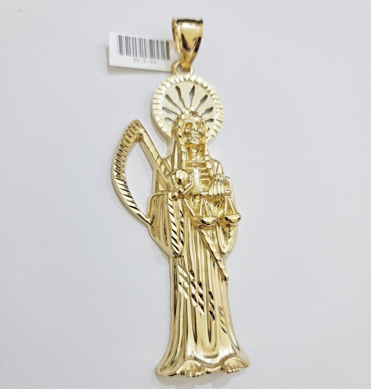 Real 10k Gold Ripper Charm Pendant Mens 4.2 Inch Real 10kt Yellow Gold For Chain - Reva Jeweler