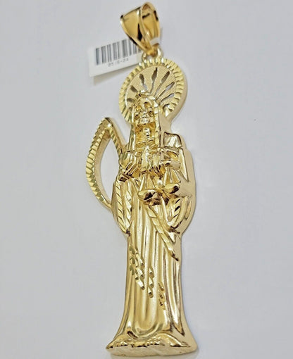 Real 10k Gold Ripper Charm Pendant Mens 4.2 Inch Real 10kt Yellow Gold For Chain - Reva Jeweler