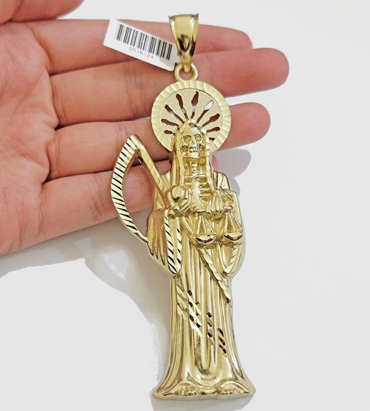 Real 10k Gold Ripper Charm Pendant Mens 4.2 Inch Real 10kt Yellow Gold For Chain - Reva Jeweler