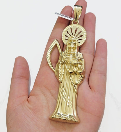 Real 10k Gold Ripper Charm Pendant Mens 4.2 Inch Real 10kt Yellow Gold For Chain - Reva Jeweler