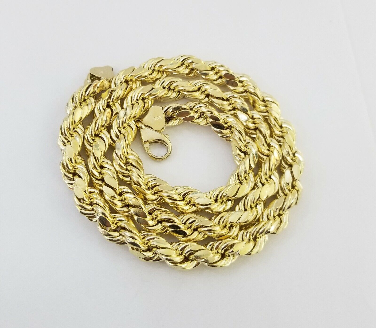 Real 10k Gold Rope Chain 26"Inch 10mm and nugget Cross Pendent 10kt yellow gold - Reva Jeweler