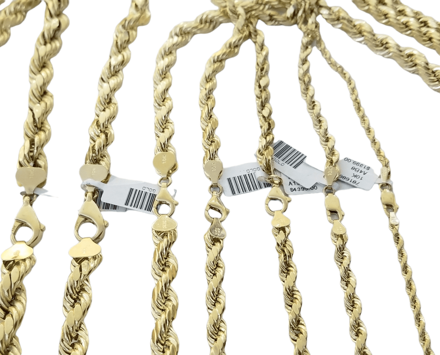 Real 10k Gold Rope Chain 3mm - 10mm Necklace 18" - 30" Inch Men Women - Reva Jeweler