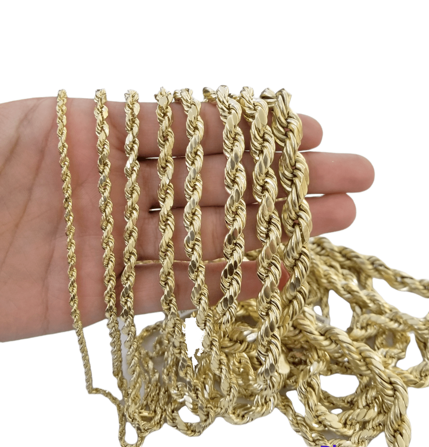 Real 10k Gold Rope Chain 3mm - 10mm Necklace 18" - 30" Inch Men Women - Reva Jeweler