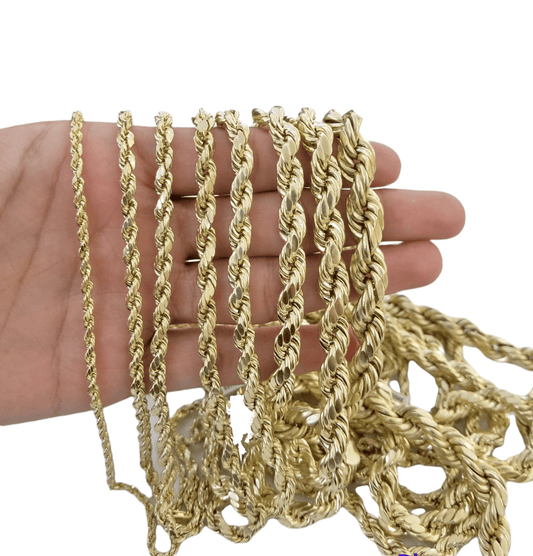 Real 10k Gold Rope Chain 3mm - 10mm Necklace 18" - 30" Inch Men Women - Reva Jeweler