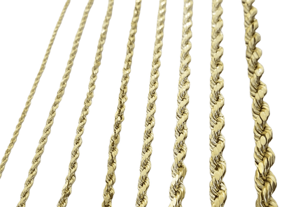 Real 10k Gold Rope Chain 3mm - 10mm Necklace 18" - 30" Inch Men Women - Reva Jeweler