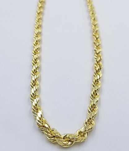 REAL 10K Gold Rope Chain 7mm 26 Inch Men Necklace Gold Diamond Cut - Reva Jeweler