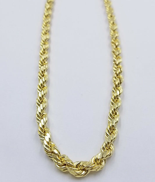 REAL 10K Gold Rope Chain 7mm 26 Inch Men Necklace Gold Diamond Cut - Reva Jeweler