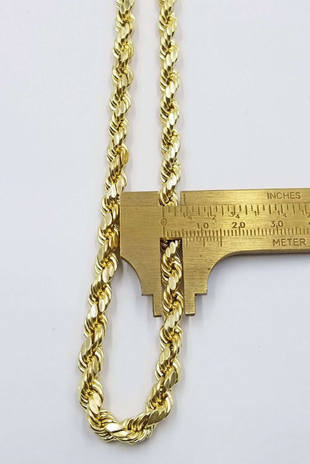 REAL 10K Gold Rope Chain 7mm 26 Inch Men Necklace Gold Diamond Cut - Reva Jeweler