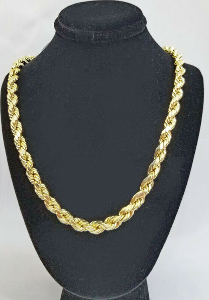 REAL 10K Gold Rope Chain 7mm 26 Inch Men Necklace Gold Diamond Cut - Reva Jeweler