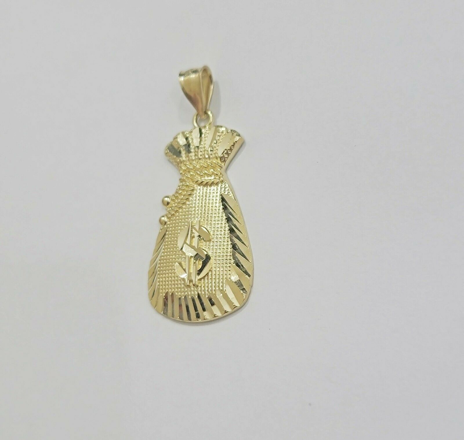 REAL 10k Gold Rope Chain Charm Pendant SET 3mm Necklace 18 - 28" Money Dollar Bag - Reva Jeweler