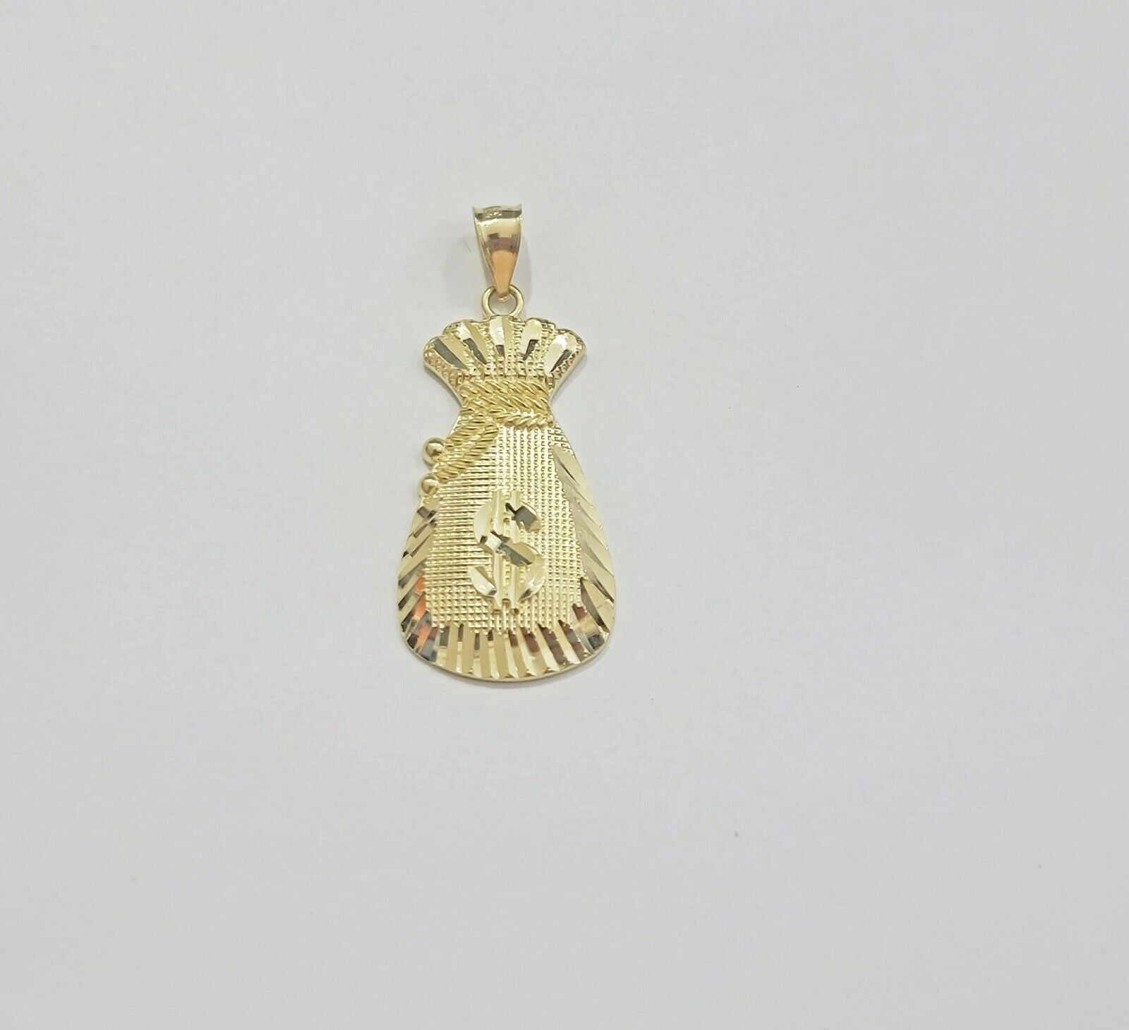 REAL 10k Gold Rope Chain Charm Pendant SET 3mm Necklace 18 - 28" Money Dollar Bag - Reva Jeweler