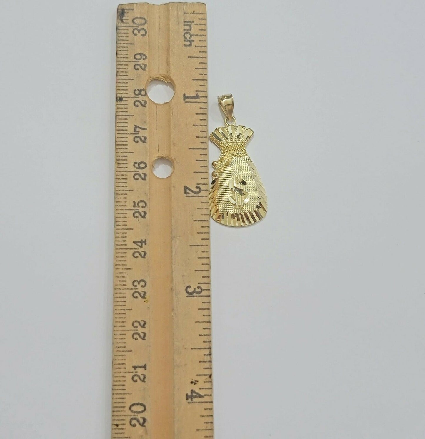 REAL 10k Gold Rope Chain Charm Pendant SET 3mm Necklace 18 - 28" Money Dollar Bag - Reva Jeweler