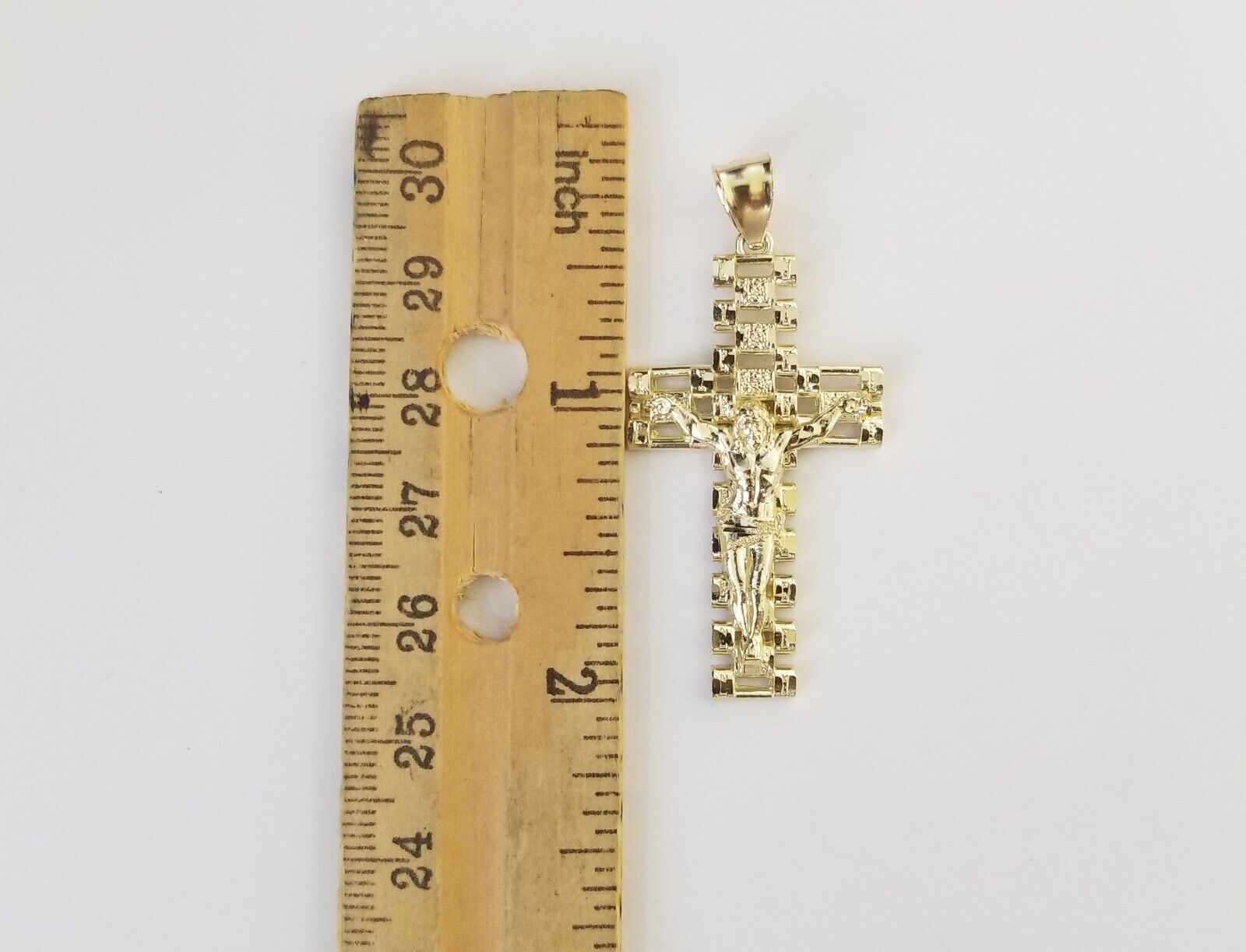 Real 10k Gold Rope Chain Cross Charm Pendant SET 3mm 20" Necklace Jesus Crucifix - Reva Jeweler