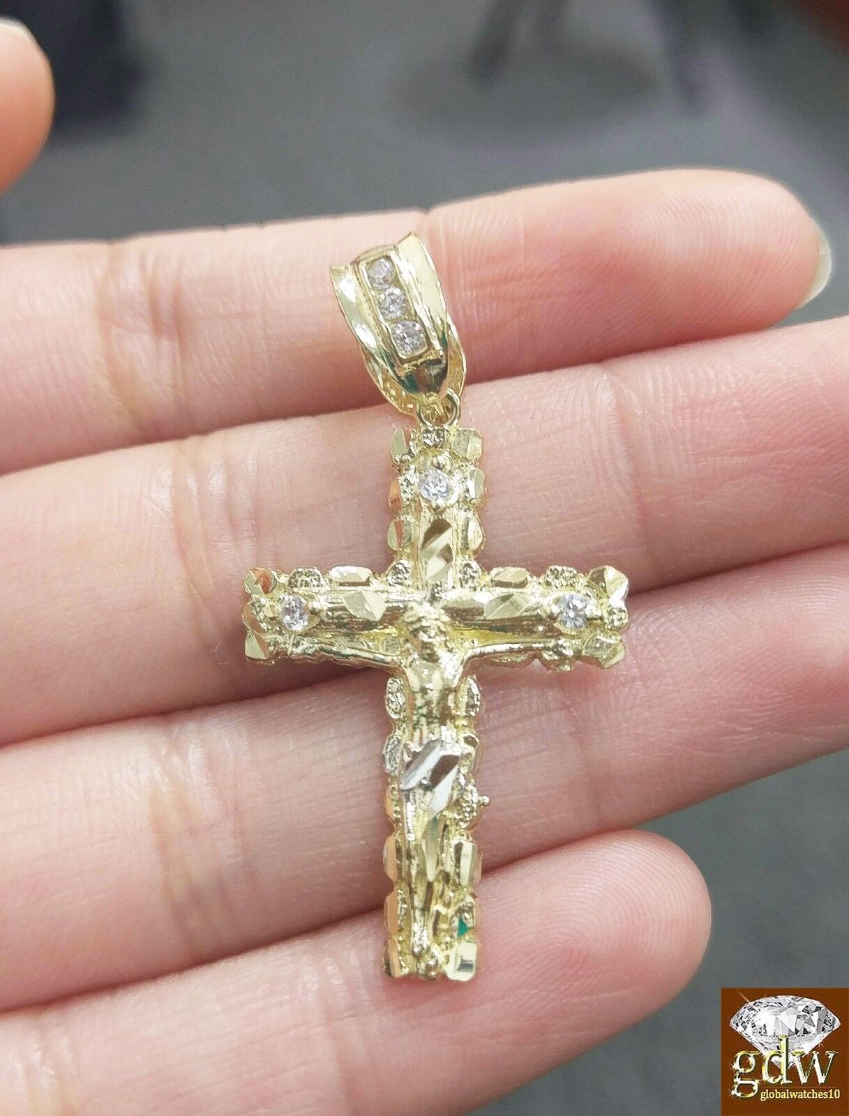 Real 10k Gold Rope Chain Cross Pendant 18" 20" 22" 24" 26" Necklace - Reva Jeweler
