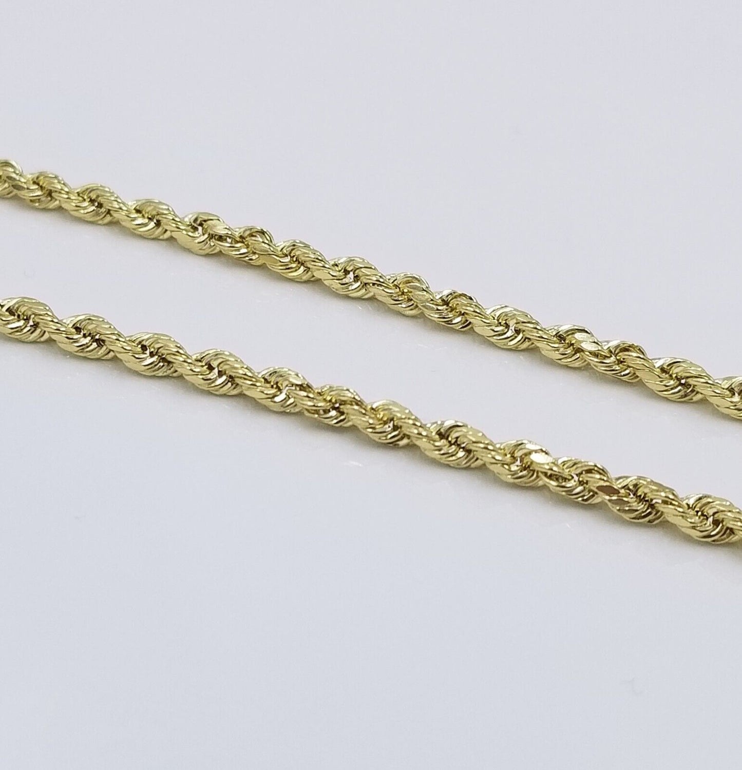 Real 10k Gold Rope Chain Cross Pendant, 3mm Necklace 20" inch With Charm, 10kt - Reva Jeweler