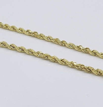 Real 10k Gold Rope Chain Cross Pendant, 3mm Necklace 20" inch With Charm, 10kt - Reva Jeweler