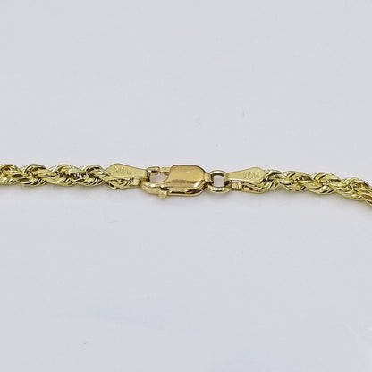 Real 10k Gold Rope Chain Cross Pendant, 3mm Necklace 20" inch With Charm, 10kt - Reva Jeweler