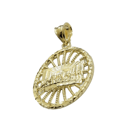 Real 10k Gold Rope Chain Last Supper Pendant Set, 26 Inch 3mm necklace & Charm - Reva Jeweler