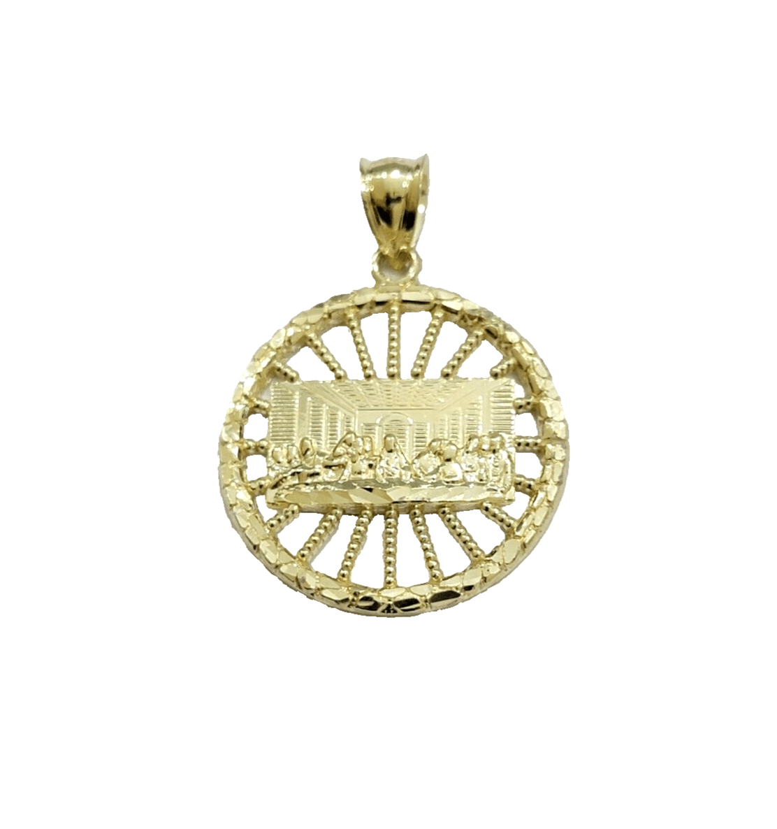 Real 10k Gold Rope Chain Last Supper Pendant Set, 26 Inch 3mm necklace & Charm - Reva Jeweler