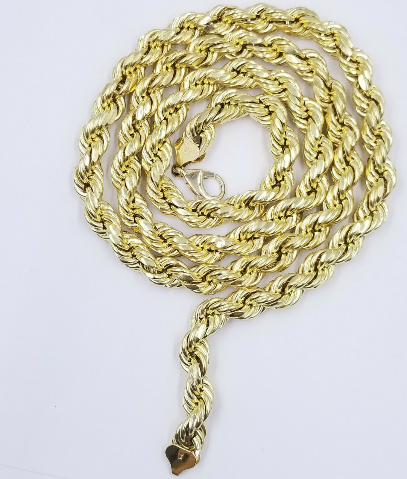 REAL 10k Gold Rope Chain Mens Necklace 10mm 20" - 30" Inch Diamond Cut Yellow Gold - Reva Jeweler