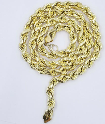 REAL 10k Gold Rope Chain Mens Necklace 10mm 20" - 30" Inch Diamond Cut Yellow Gold - Reva Jeweler