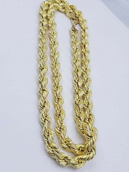 REAL 10k Gold Rope Chain Mens Necklace 10mm 20" - 30" Inch Diamond Cut Yellow Gold - Reva Jeweler