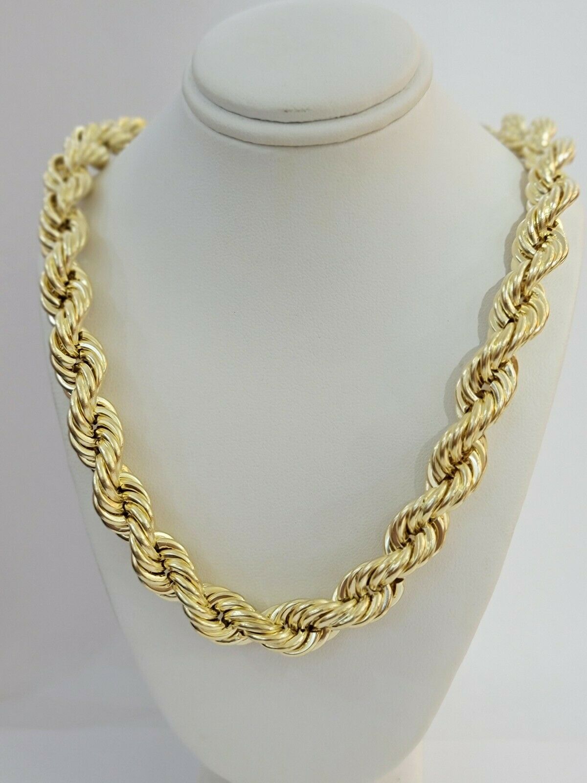 REAL 10k Gold Rope Chain Mens Necklace 12mm 22" 24" 26" 28" 30" 10kt Yellow Gold - Reva Jeweler