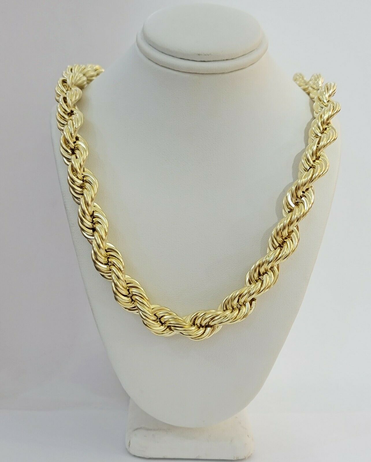 REAL 10k Gold Rope Chain Mens Necklace 12mm 22" 24" 26" 28" 30" 10kt Yellow Gold - Reva Jeweler