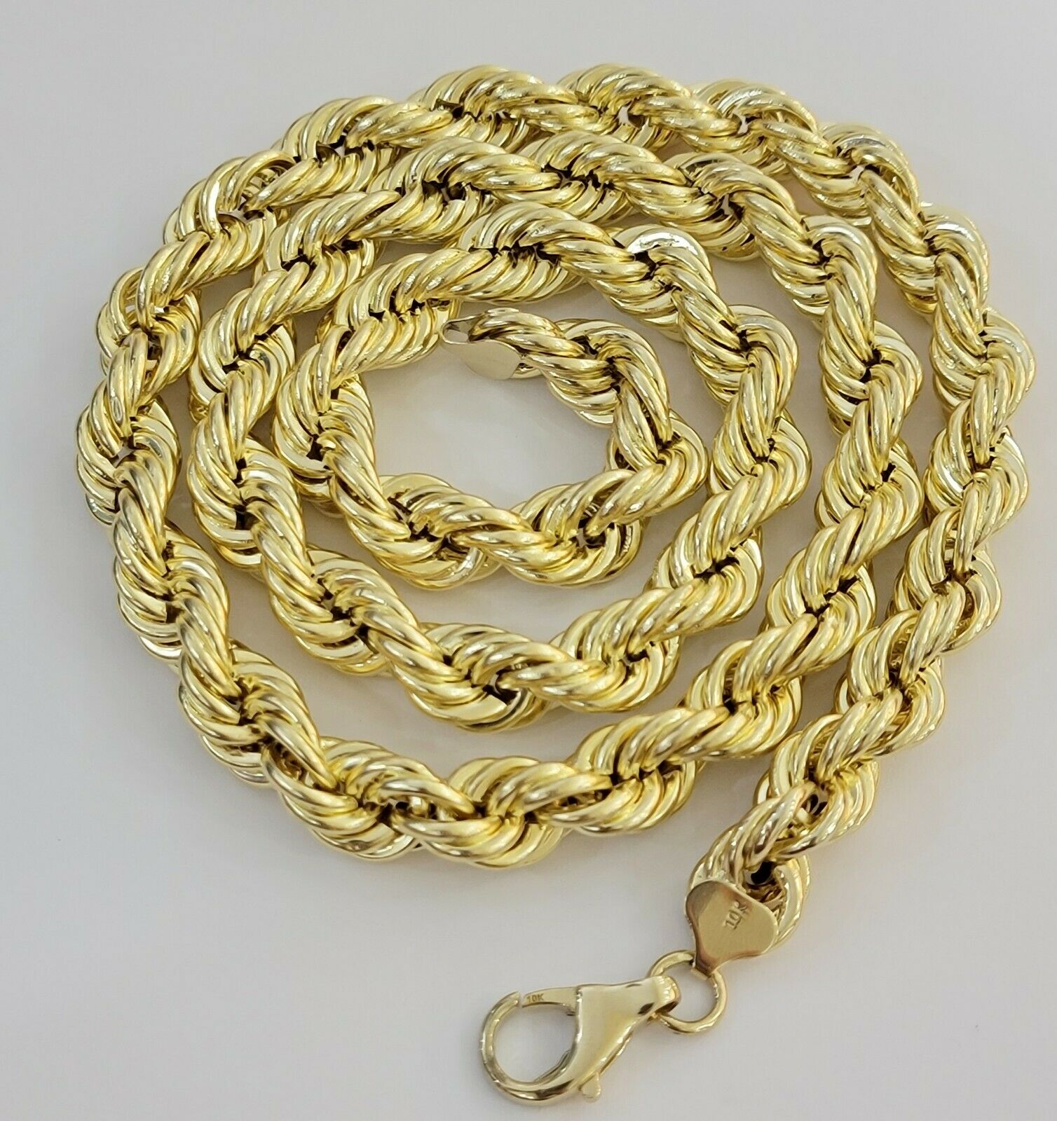 REAL 10k Gold Rope Chain Mens Necklace 12mm 22" 24" 26" 28" 30" 10kt Yellow Gold - Reva Jeweler