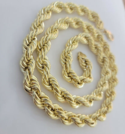 REAL 10k Gold Rope Chain Mens Necklace 12mm 22" 24" 26" 28" 30" 10kt Yellow Gold - Reva Jeweler
