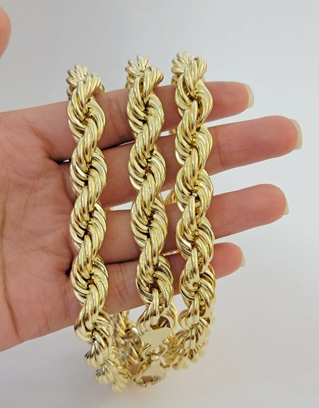 REAL 10k Gold Rope Chain Mens Necklace 12mm 24 Inch 10kt Yellow Gold , Thick - Reva Jeweler