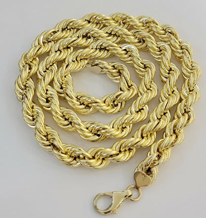 REAL 10k Gold Rope Chain Mens Necklace 12mm 24 Inch 10kt Yellow Gold , Thick - Reva Jeweler