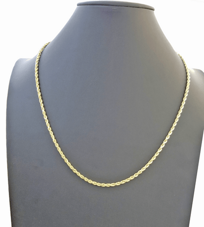 Real 10k Gold Rope Chain Necklace 18" - 30" Inch 3mm - 10mm Men & Women DISCOUNT - Reva Jeweler