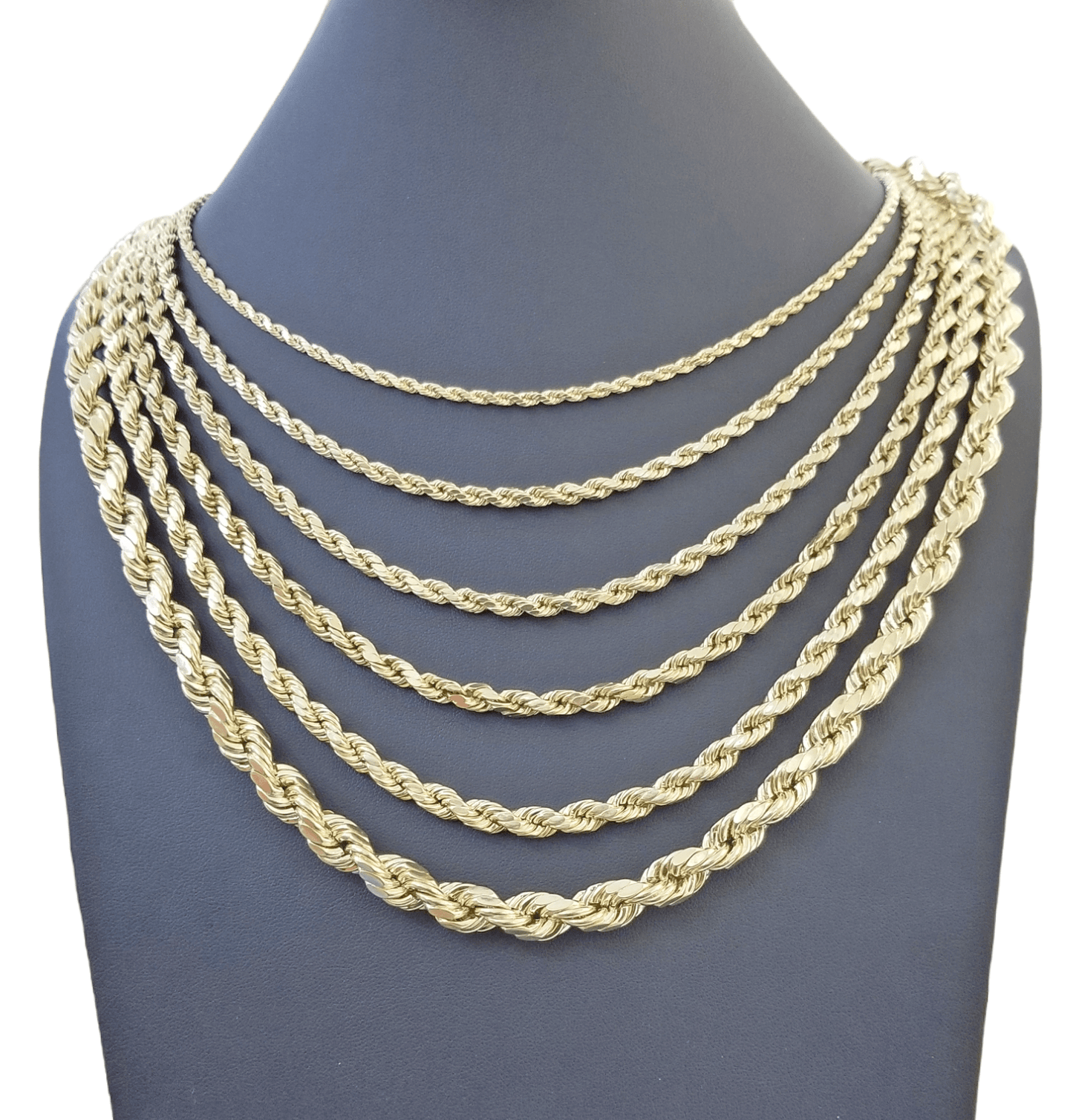 Real 10k Gold Rope Chain Necklace 18" - 30" Inch 3mm - 10mm Men & Women DISCOUNT - Reva Jeweler