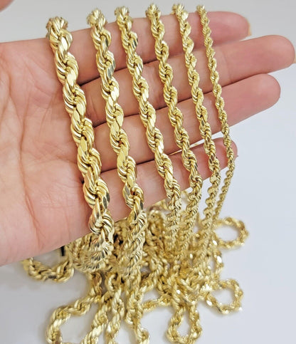 Real 10k Gold Rope Chain Necklace 18 - 30 Inch 3mm to 10mm Diamond Cut 10KT Yellow - Reva Jeweler