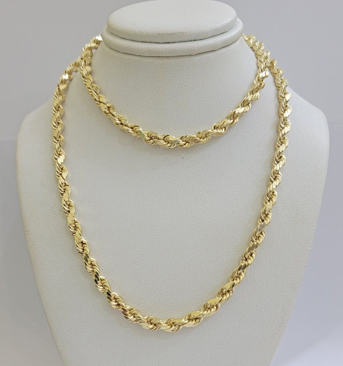Real 10k Gold Rope Chain Necklace 18 - 30 Inch 3mm to 10mm Diamond Cut 10KT Yellow - Reva Jeweler