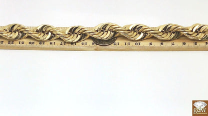 Real 10k Gold Rope Chain Necklace 24 Inch 15mm lobster Lock Men's Authentic 10kt - Reva Jeweler