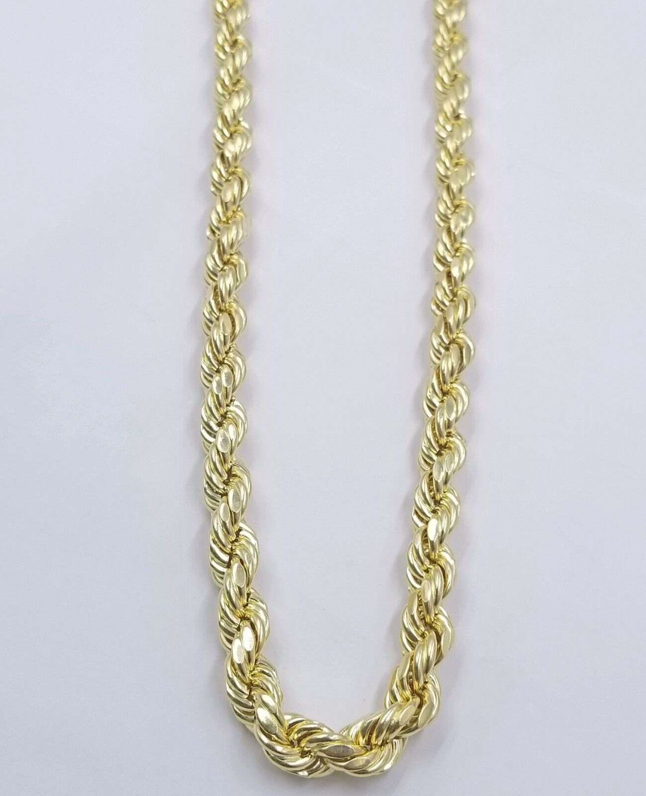 Real 10k Gold Rope Chain Necklace 9mm 28 Inch Diamond Cut 10kt Yellow Gold REAL - Reva Jeweler