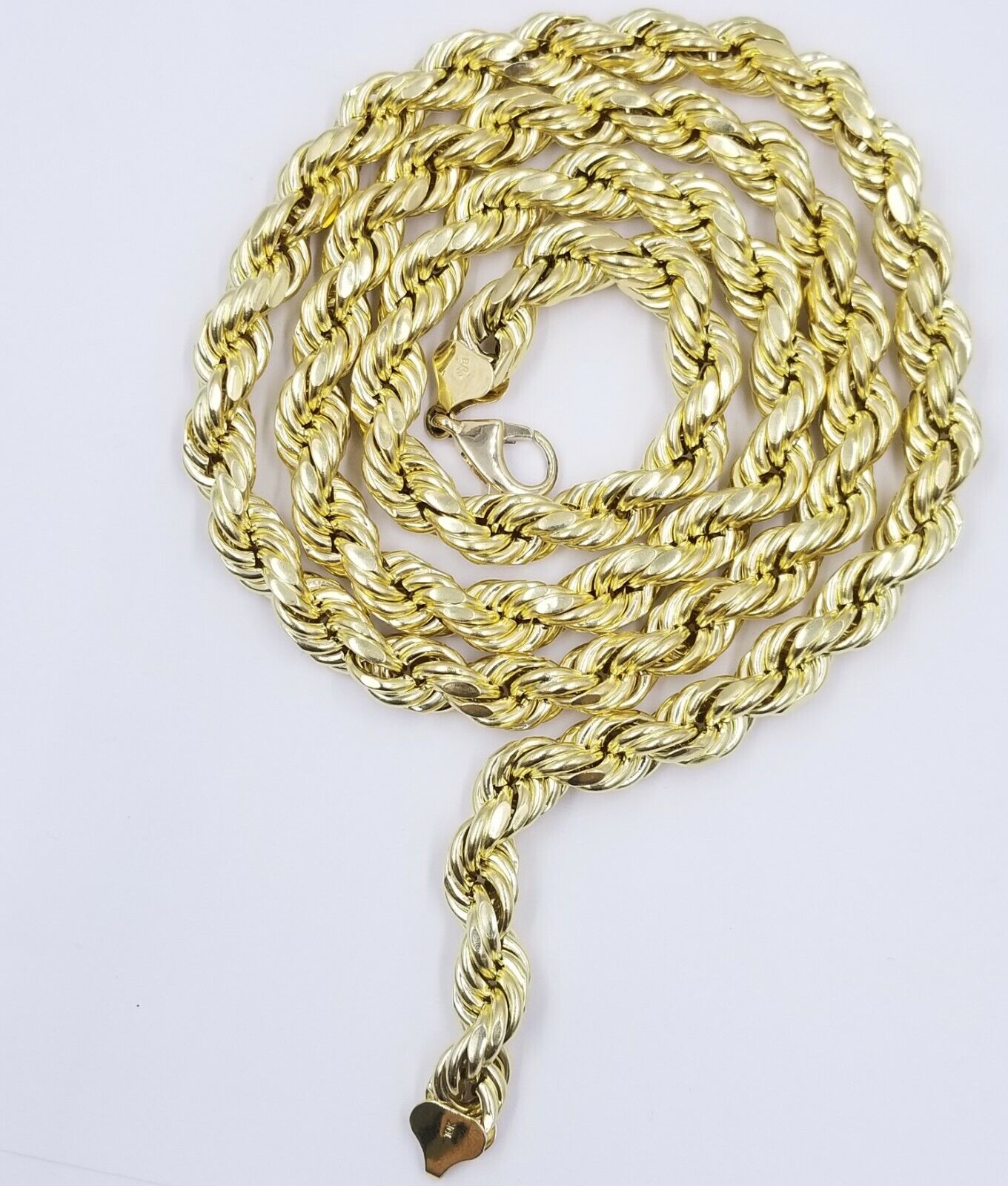 Real 10k Gold Rope Chain Necklace 9mm 28 Inch Diamond Cut 10kt Yellow Gold REAL - Reva Jeweler