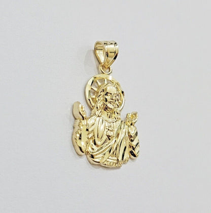 Real 10k gold Rope Chain pendant SET Choose Necklace Length 18 - 28" & Jesus Charm - Reva Jeweler