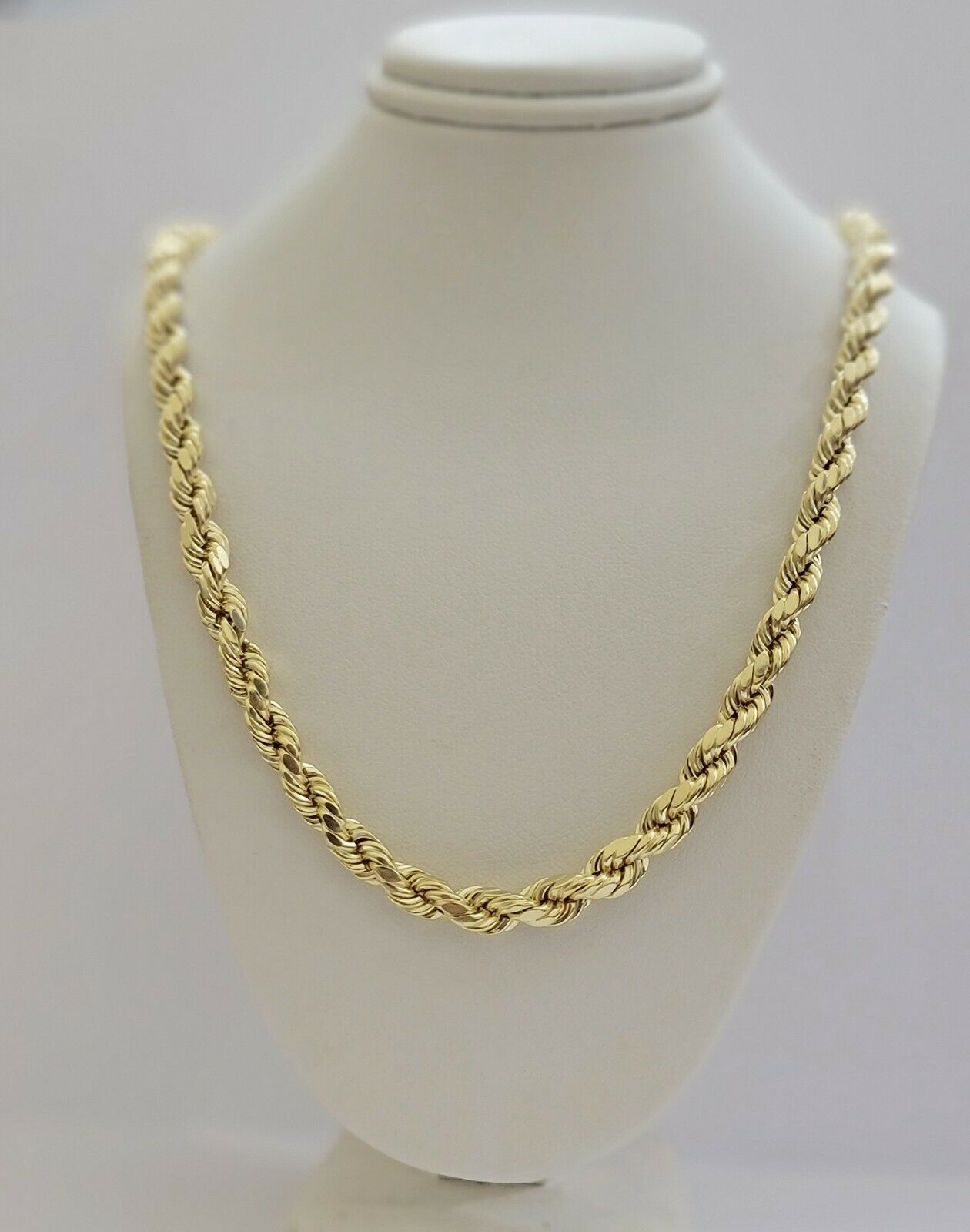 REAL 10k Gold Rope Necklace 24" 7mm Mens Chain 10kt Yellow Gold Lobster,Bracelet - Reva Jeweler